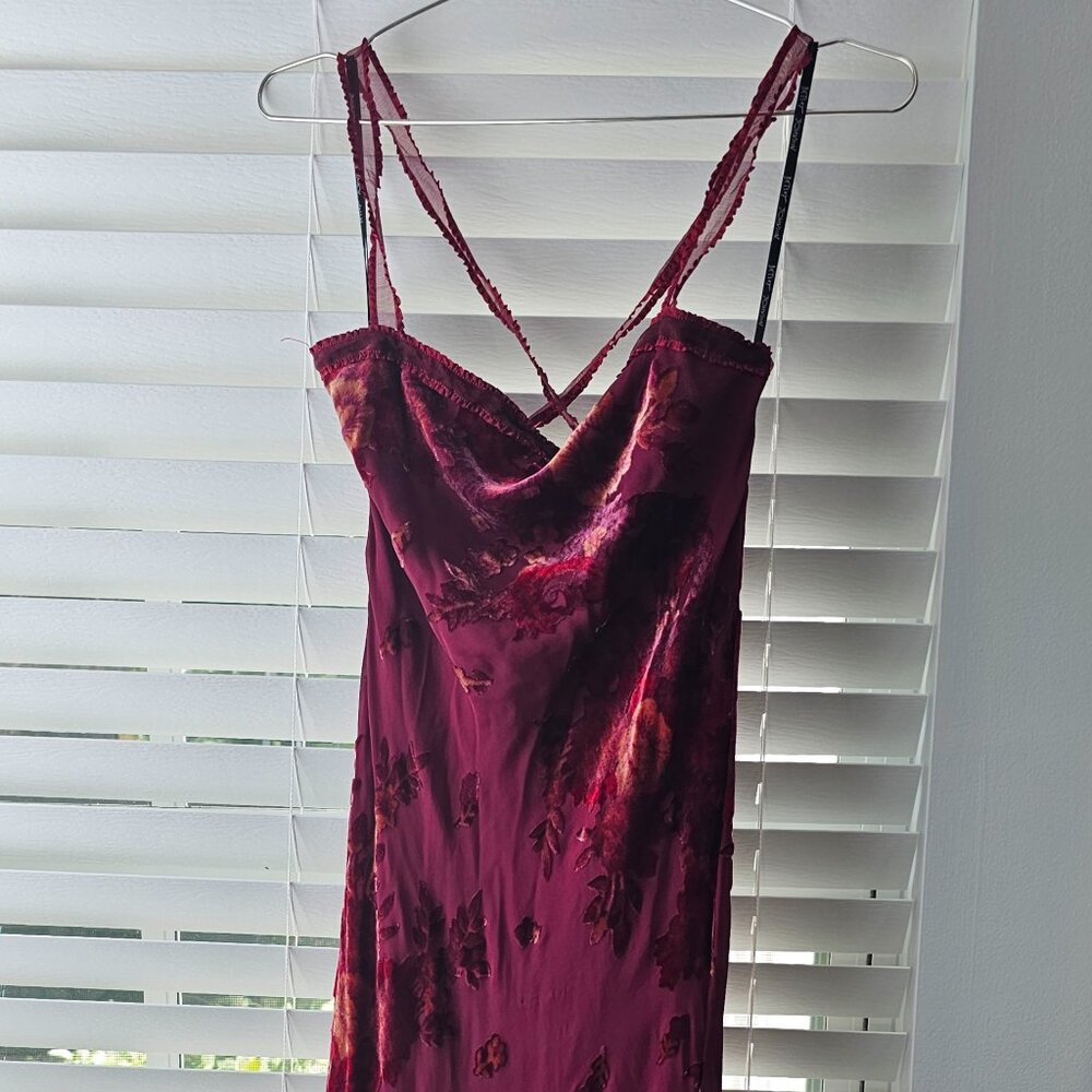 Betsey Johnson vintage 90s red velvet floral dress